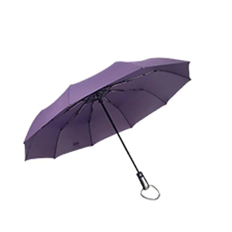 10 Ribbed Automatic Triple-Folding Umbrella