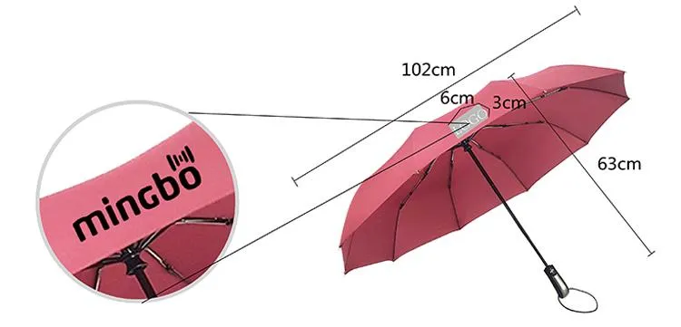 10 Ribbed Automatic Triple-Folding Umbrella