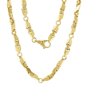 10k Yellow Gold Handmade Fashion Link Necklace 30" 7mm 97.5 grams