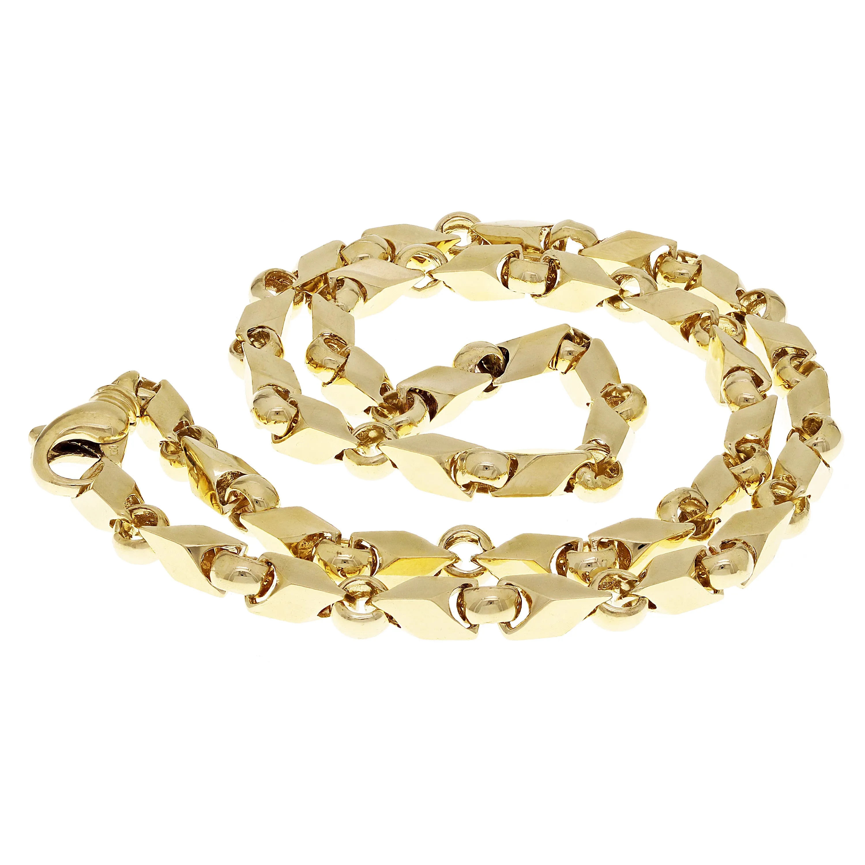 10k Yellow Gold Handmade Fashion Link Necklace 30" 7mm 97.5 grams