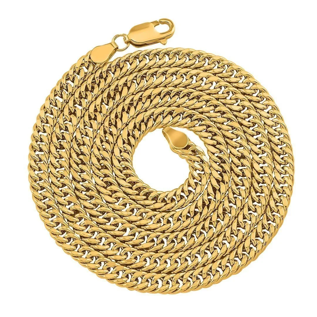 10k Yellow Gold Hollow Double Link Cuban Chain 5 mm