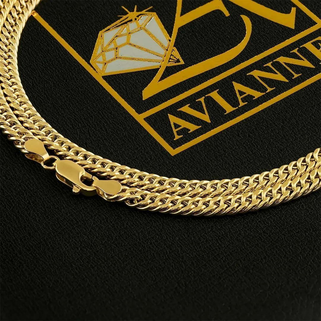 10k Yellow Gold Hollow Double Link Cuban Chain 5 mm