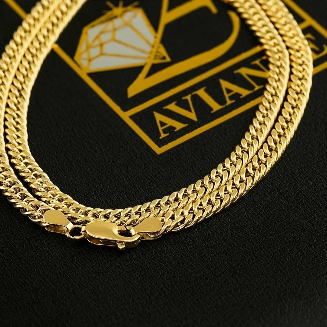 10k Yellow Gold Hollow Double Link Cuban Chain 5 mm