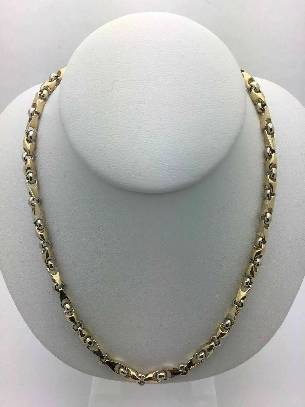 10k Yellow White or Rose Gold Handmade Fashion Link Necklace 20" - 30" 5mm