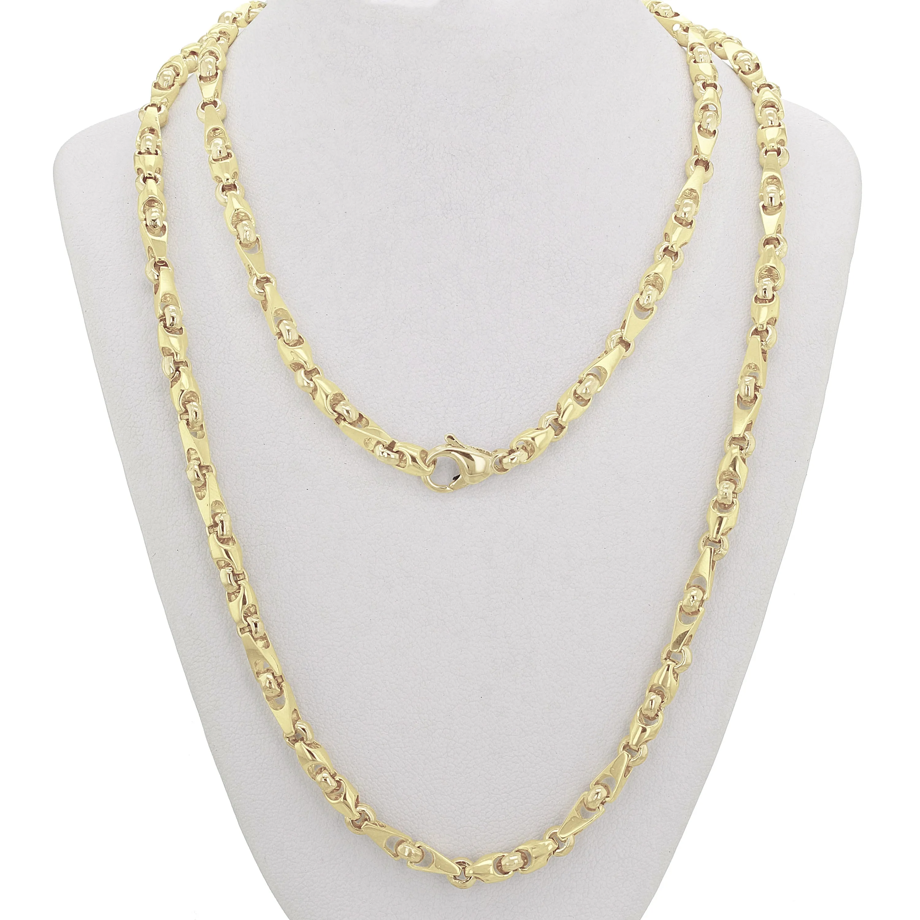 10k Yellow White or Rose Gold Handmade Fashion Link Necklace 20" - 30" 5mm