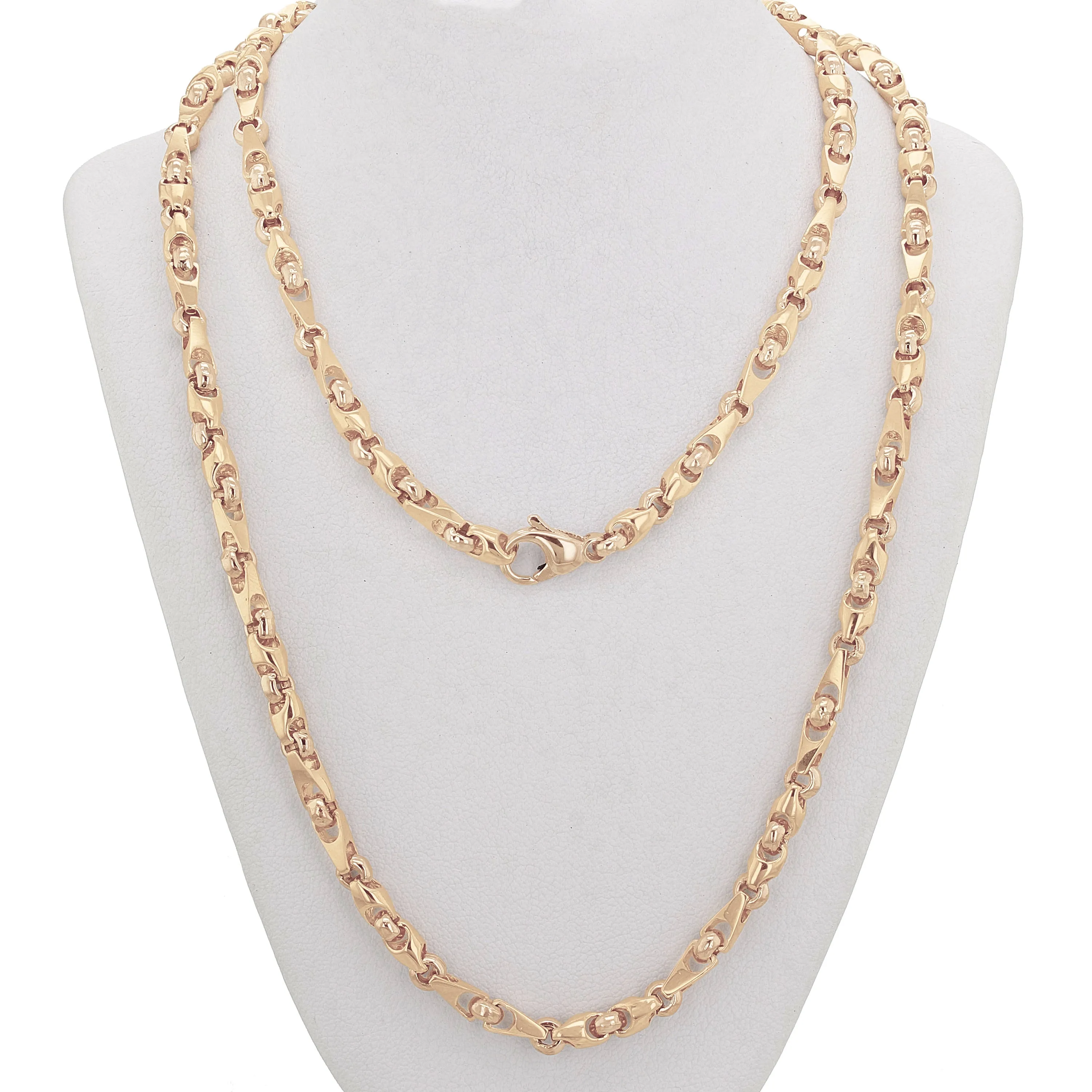 10k Yellow White or Rose Gold Handmade Fashion Link Necklace 20" - 30" 5mm