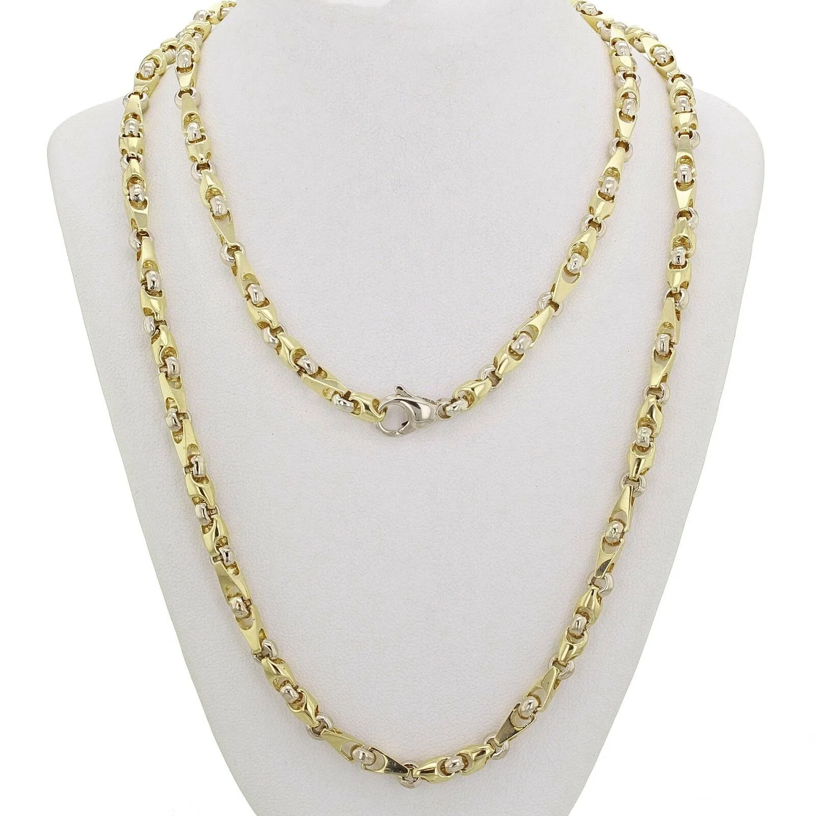 10k Yellow White or Rose Gold Handmade Fashion Link Necklace 20" - 30" 5mm