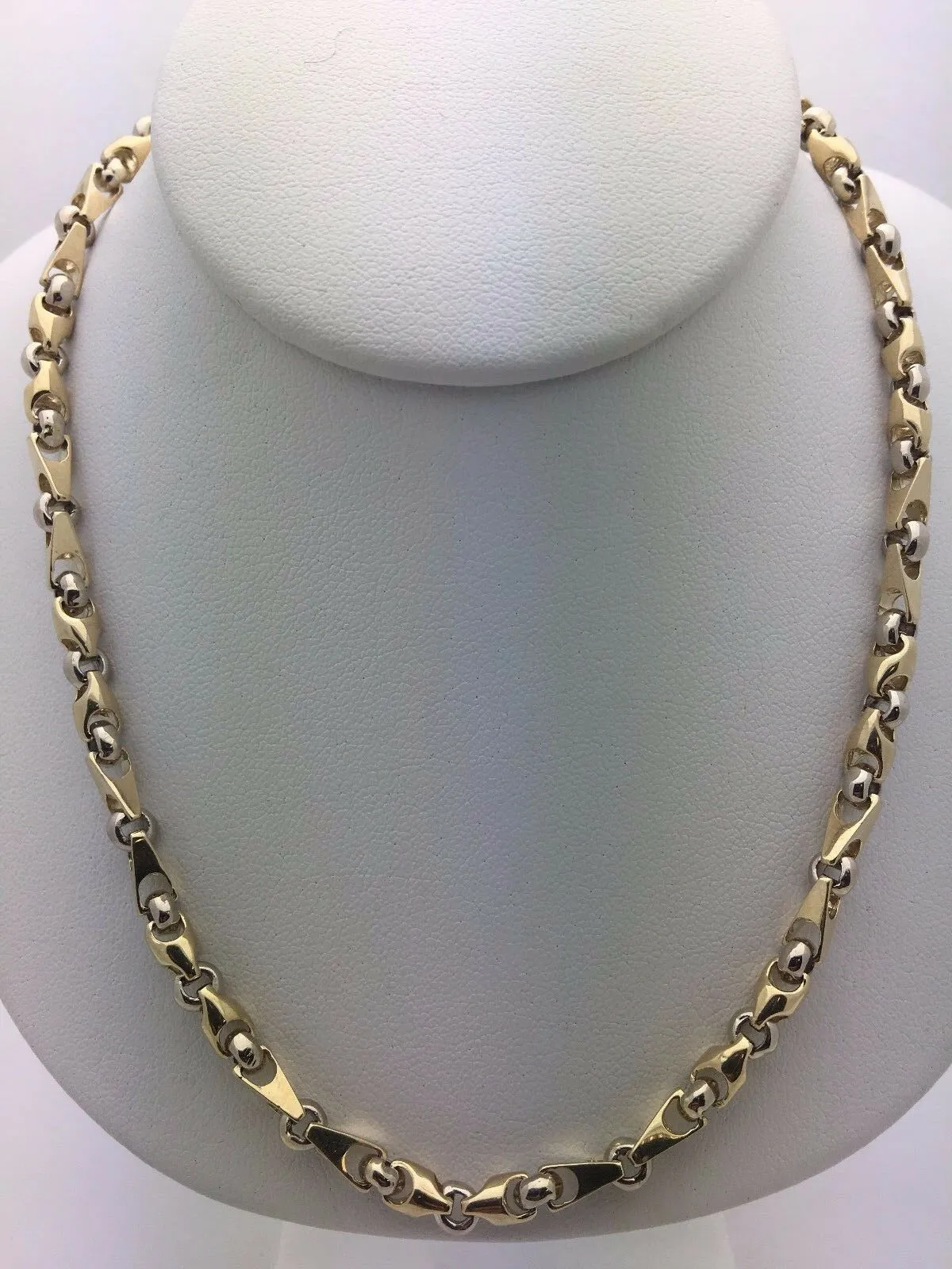 10k Yellow White or Rose Gold Handmade Fashion Link Necklace 20" - 30" 5mm