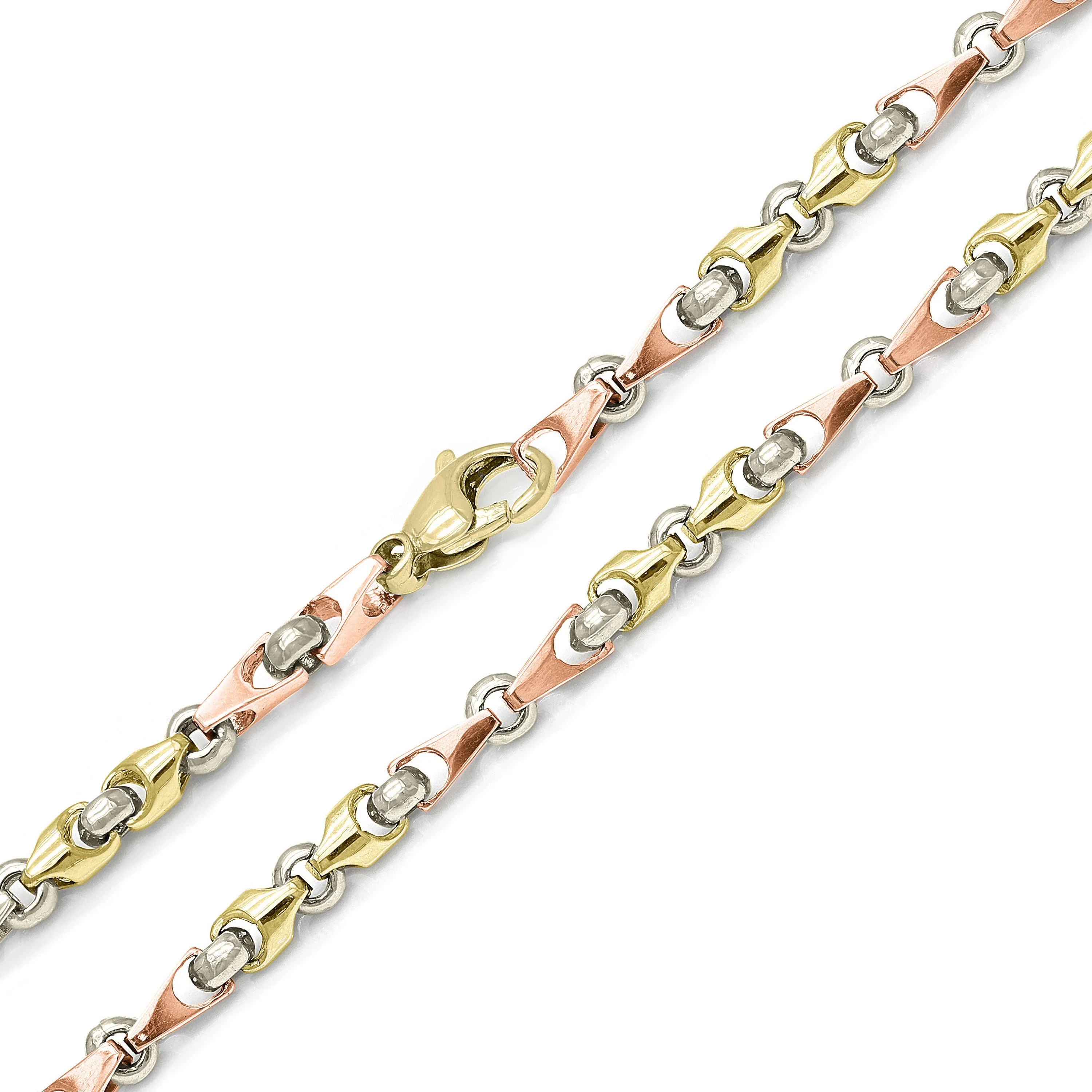 10k Yellow White or Rose Gold Handmade Fashion Link Necklace 20" - 30" 5mm