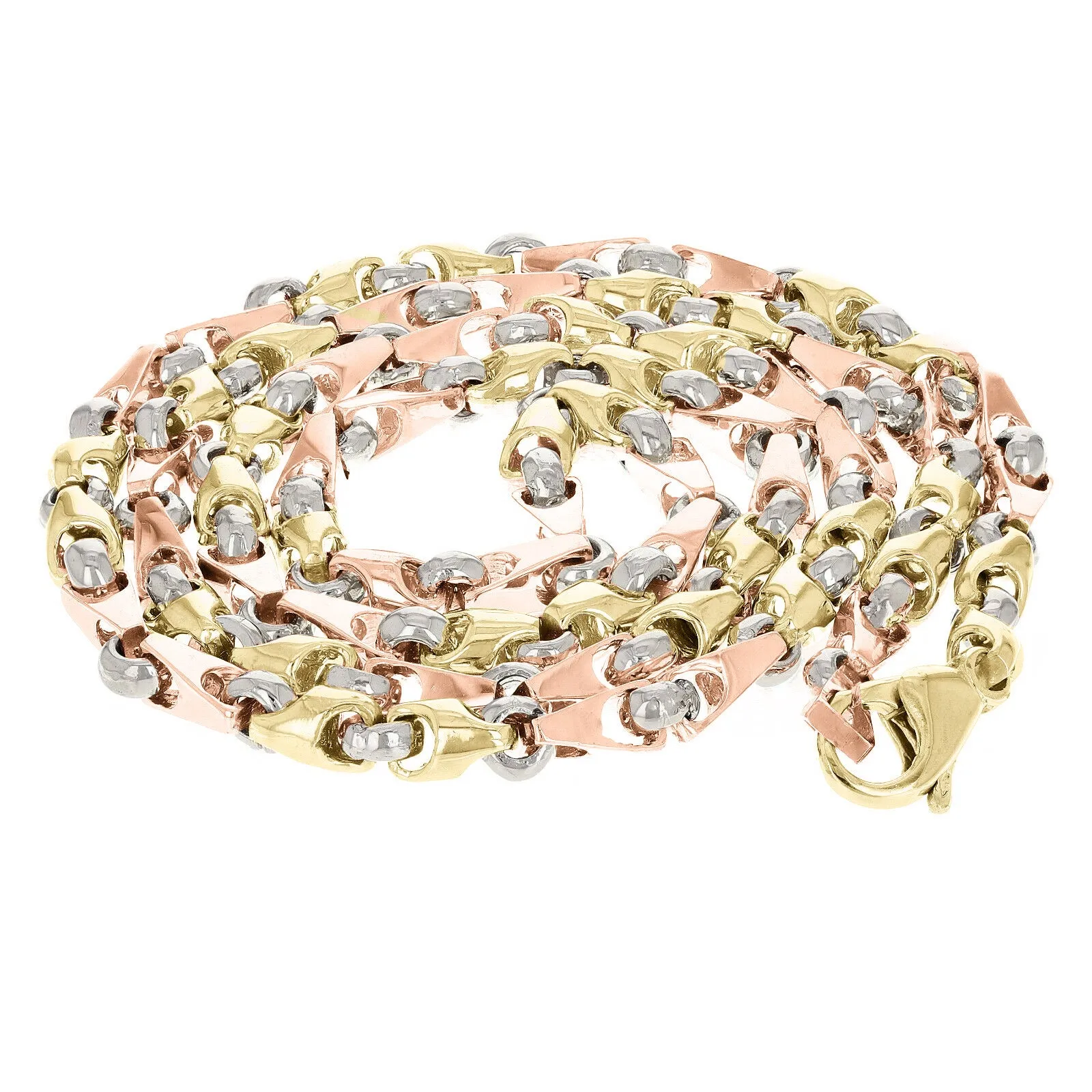 10k Yellow White or Rose Gold Handmade Fashion Link Necklace 20" - 30" 5mm
