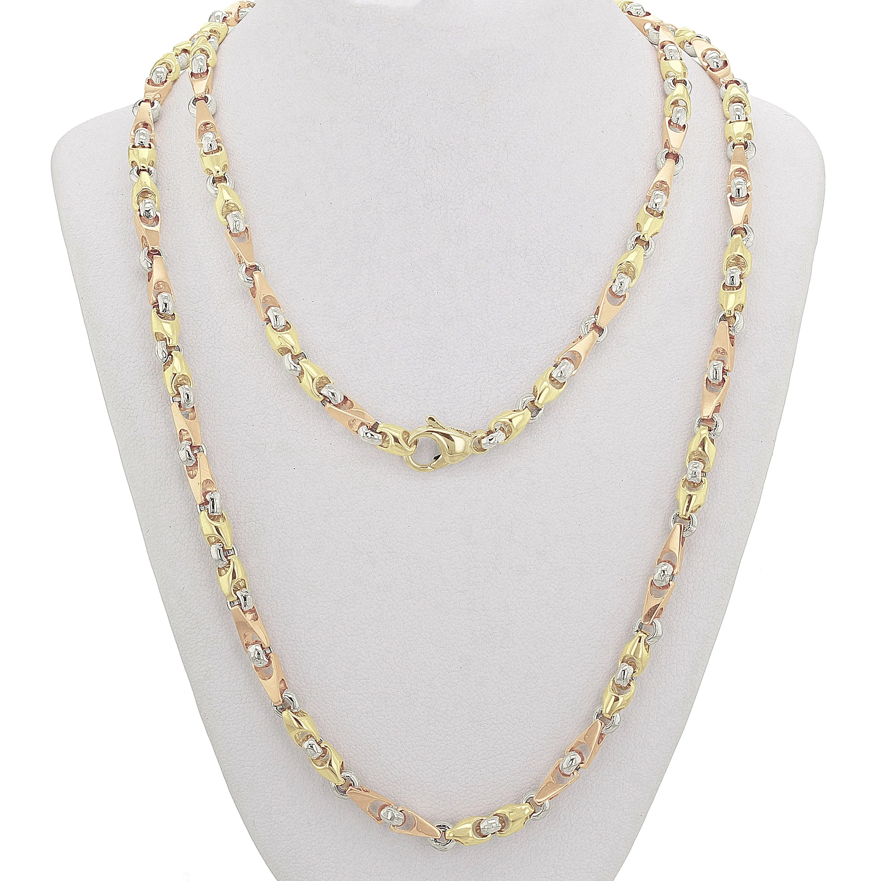 10k Yellow White or Rose Gold Handmade Fashion Link Necklace 20" - 30" 5mm