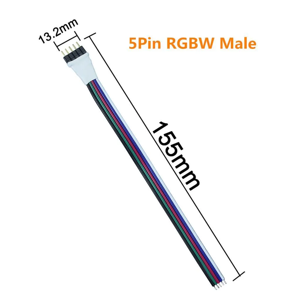 10pcs Pack (5Pair) 5pin RGBW/RGBWW LED Strip Connectors