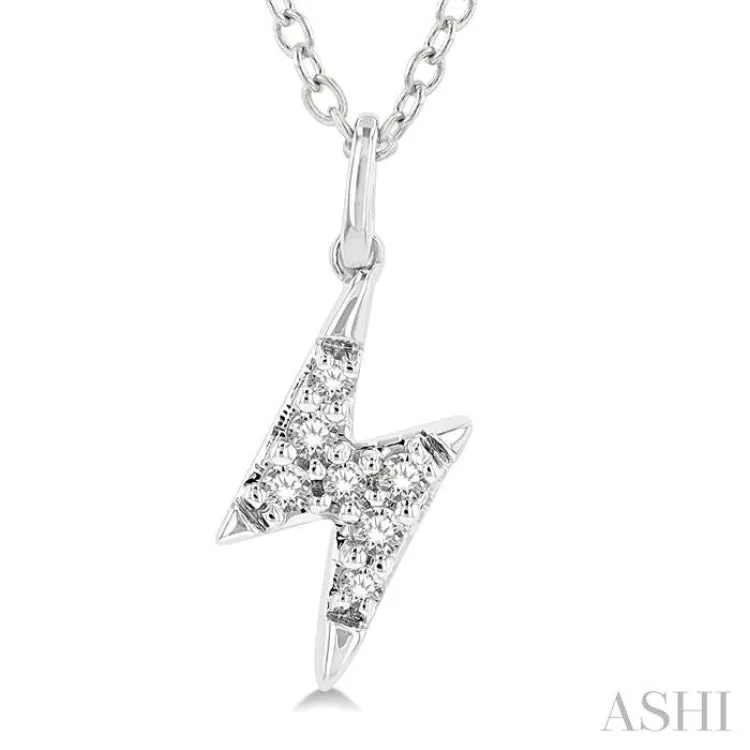 1/10 ctw Lightning Bolt Round Cut Diamond Petite Fashion Pendant With Chain in 10K White Gold