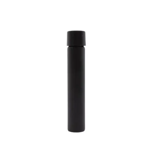 116mm Glass Tube, Printed Sticker, and Application of Sticker Clear or Matte Black Glass Blunt Tube w/ Plastic Black Child Resistant Cap