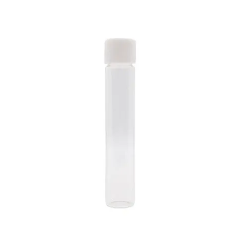 116mm Glass Tube, Printed Sticker, and Application of Sticker Clear or Matte Black Glass Blunt Tube w/ Plastic Black Child Resistant Cap