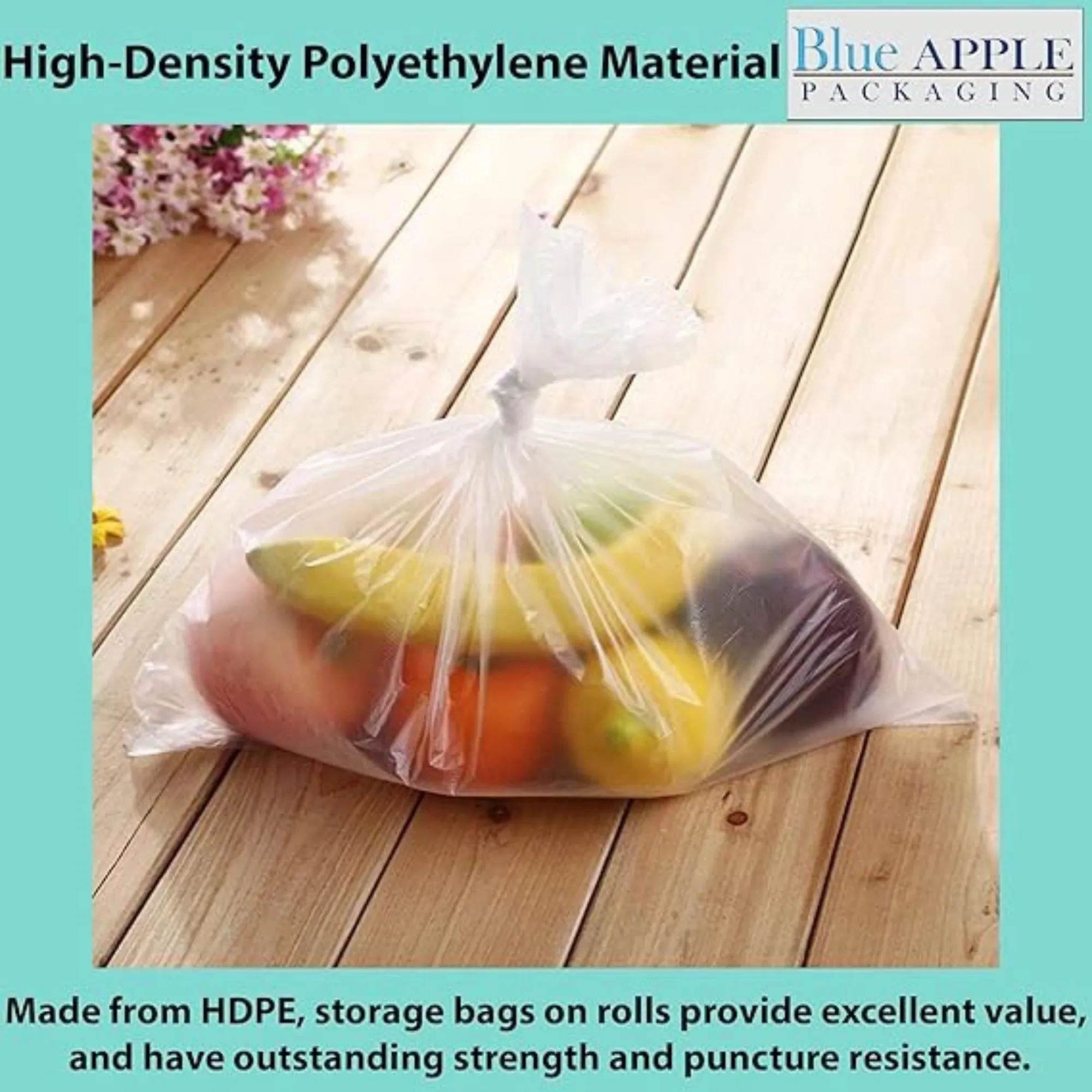 11X19 inches Utility Storage Poly Bags on a Roll 0.5 mil HDPE