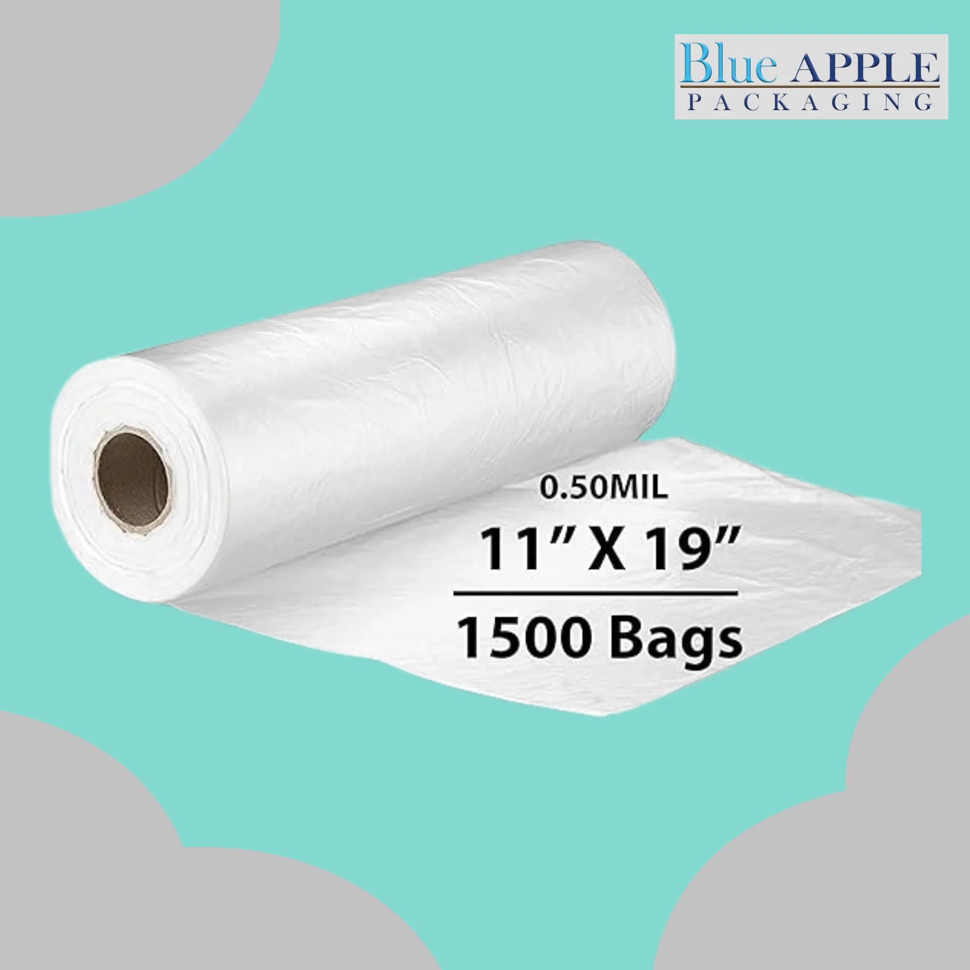 11X19 inches Utility Storage Poly Bags on a Roll 0.5 mil HDPE