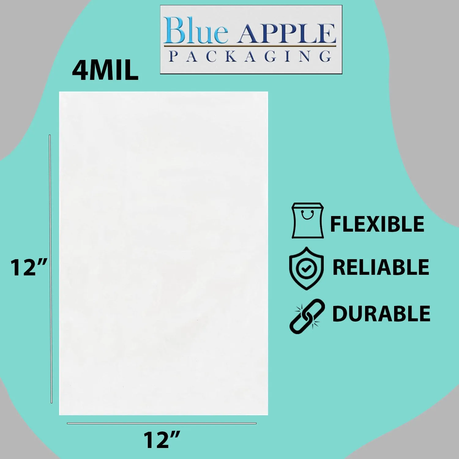 12X12 inches Clear Flat Poly Bags 4Mil Open Top (LDPE)
