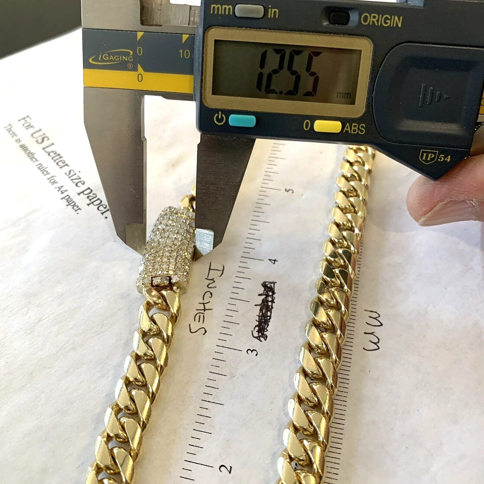 14k Solid Cuban Link Diamond 18" Chain ~ Necklace ~ 124.6 Grams ~ 9.7mm ~ 2.0tcw