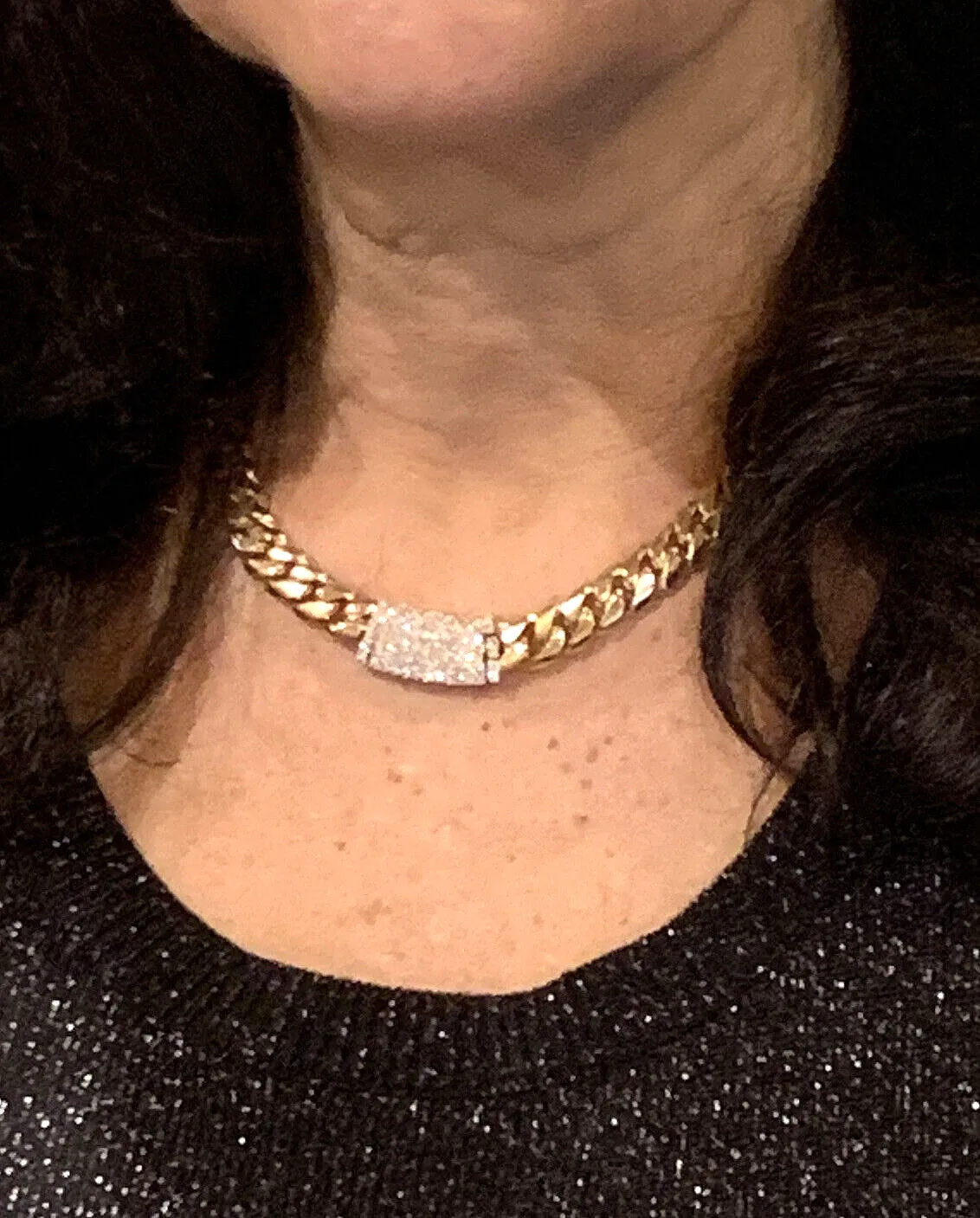 14k Solid Cuban Link Diamond 18" Chain ~ Necklace ~ 124.6 Grams ~ 9.7mm ~ 2.0tcw