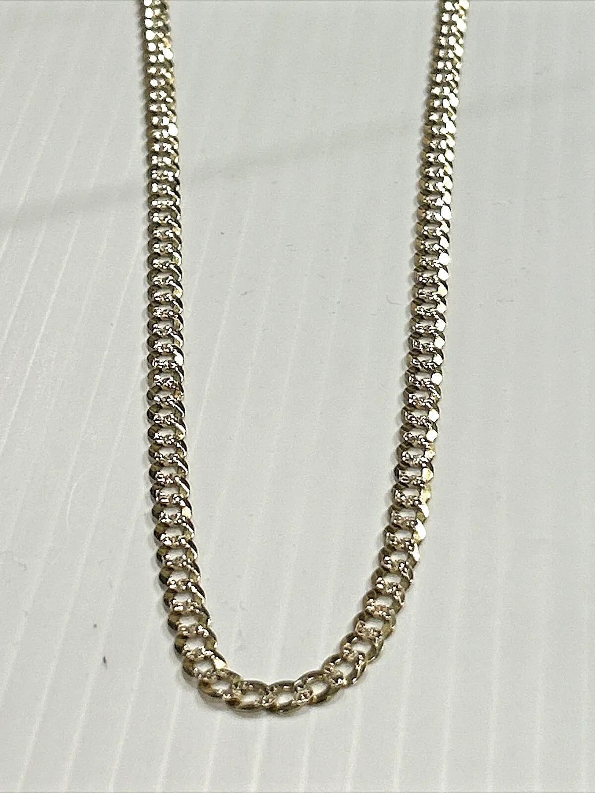 14k Solid GS Curb Link Chain w White 22" Inch, 16.5 grams, 5.6mm