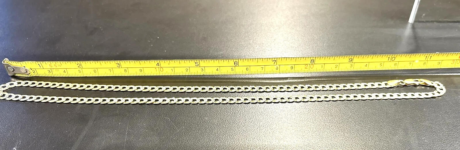 14k Solid GS Curb Link Chain w White 22" Inch, 16.5 grams, 5.6mm