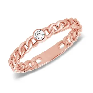 14K White Gold Diamond Chain Link Ring