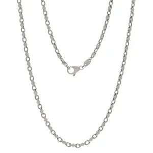 14k White Gold Solid Handmade Fashion Link Necklace 28" 4mm 36.4 grams