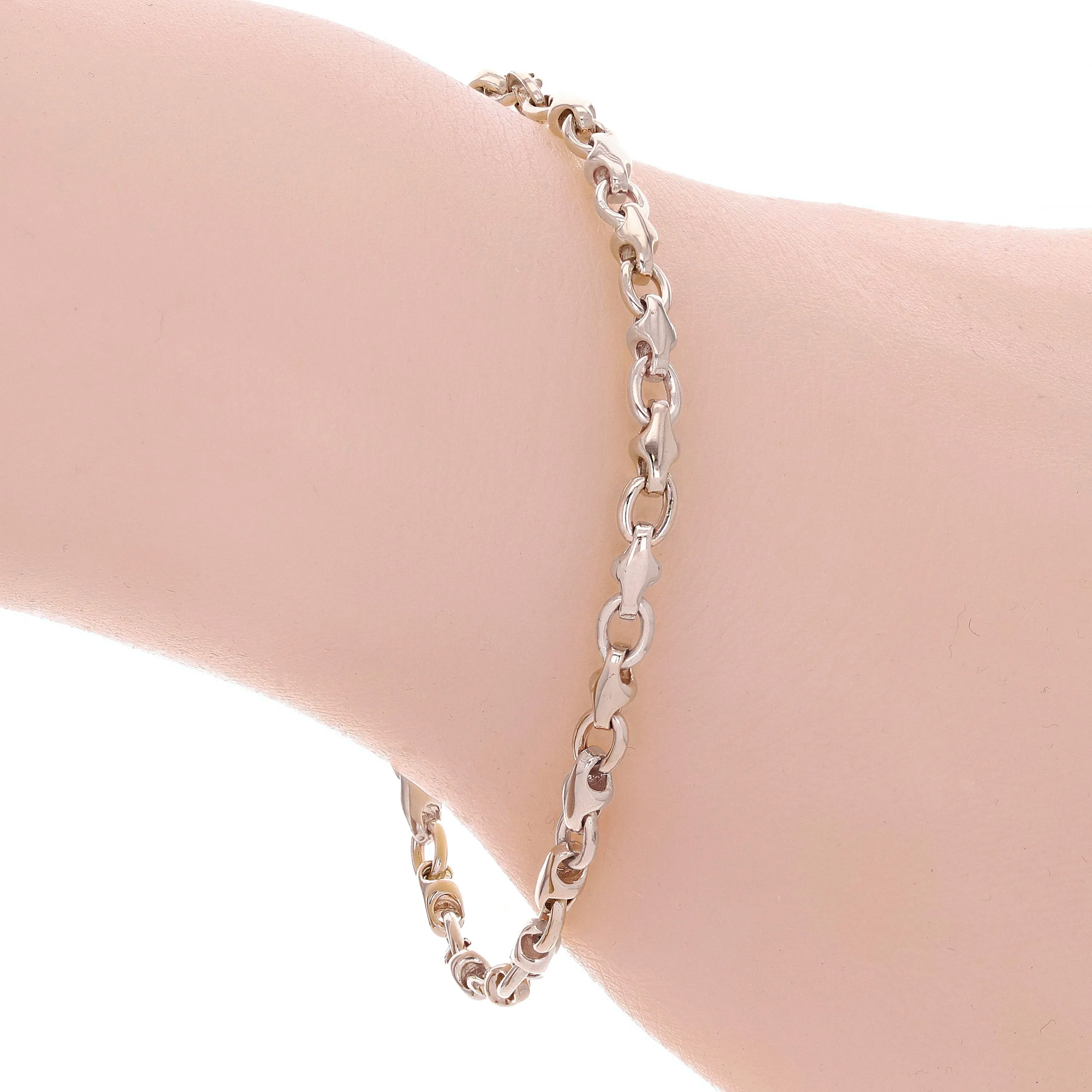 14k White Gold Solid Handmade Fashion Link Necklace 28" 4mm 36.4 grams