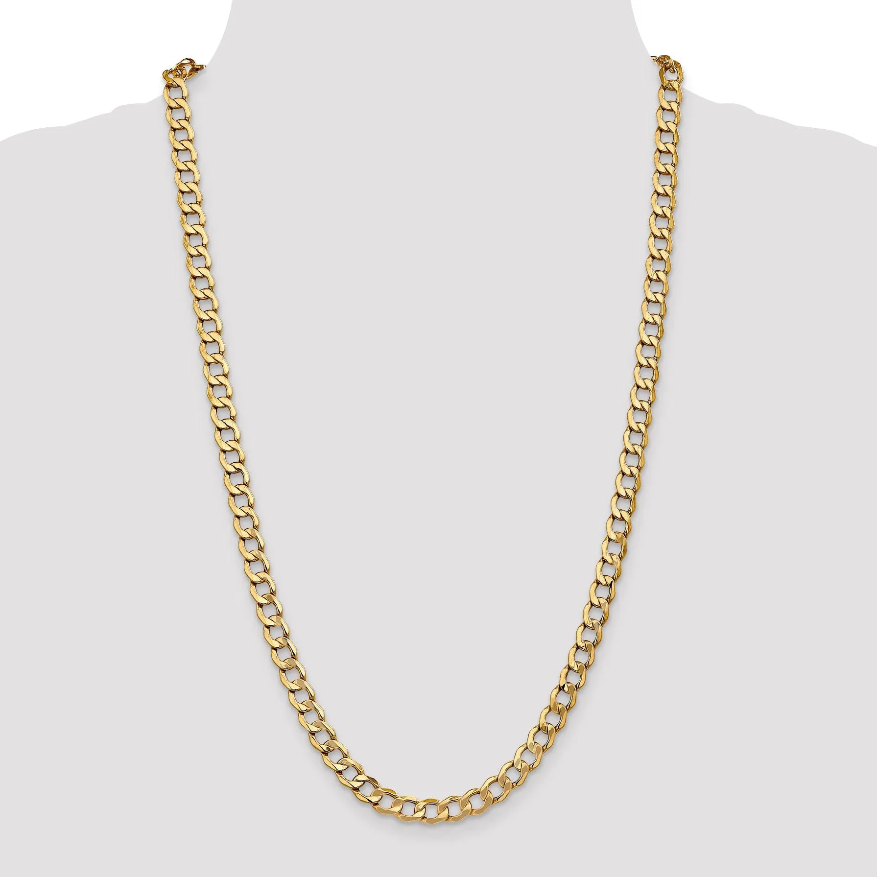 14k Yellow Gold 7.0m SemiSolid Curb Link Chain