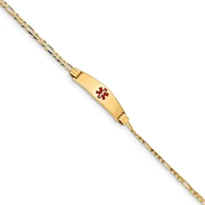 14K Yellow Gold Figaro Link Medical ID Bracelet