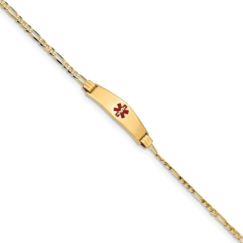 14K Yellow Gold Figaro Link Medical ID Bracelet