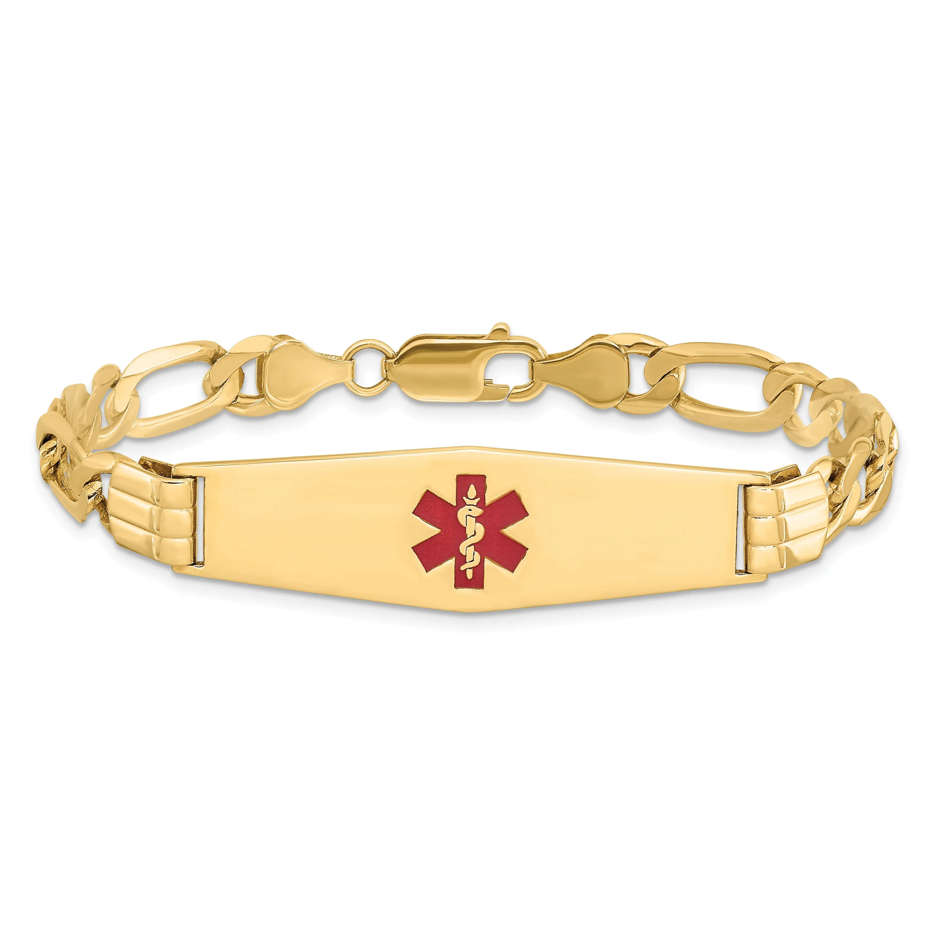 14K Yellow Gold Figaro Link Medical ID Bracelet