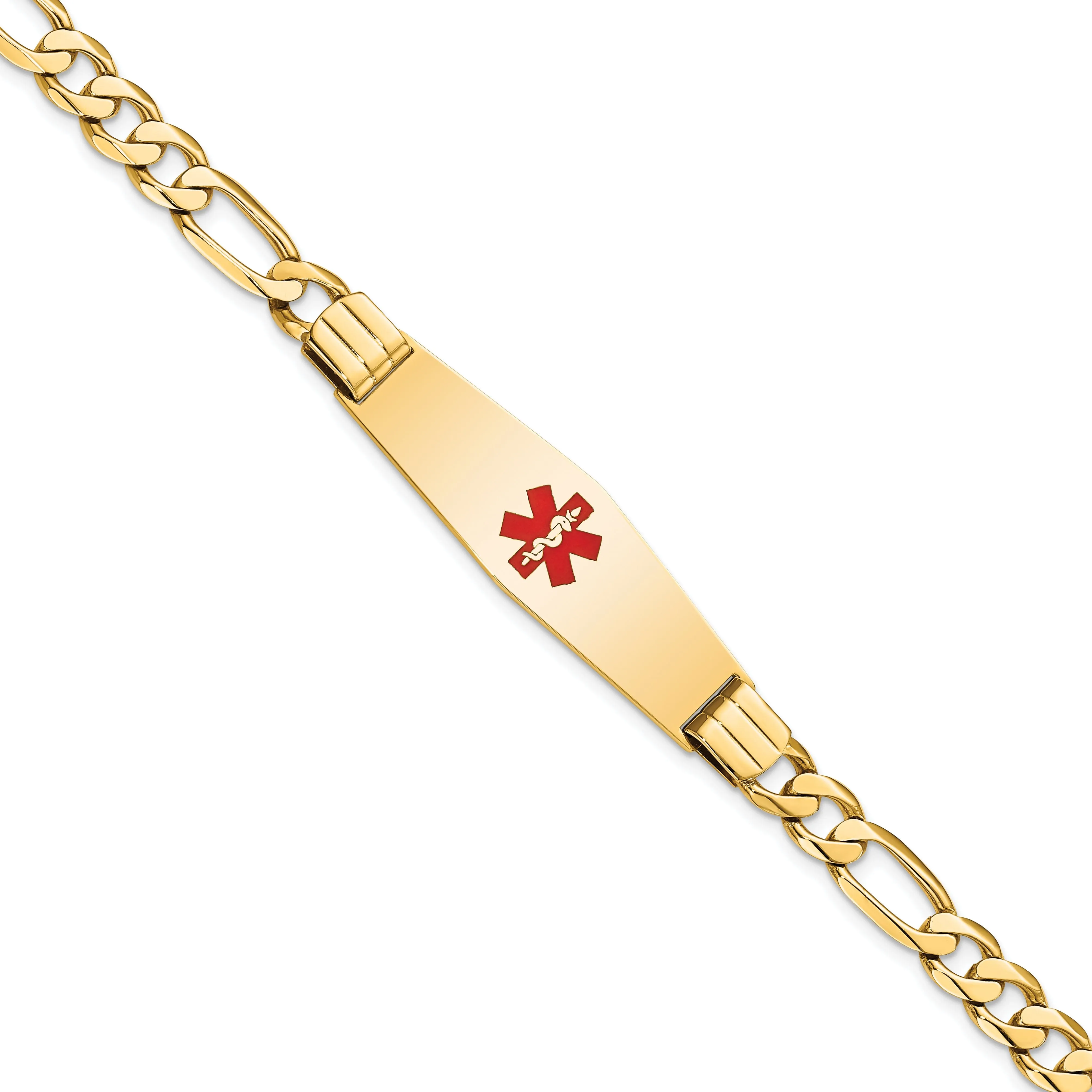 14K Yellow Gold Figaro Link Medical ID Bracelet