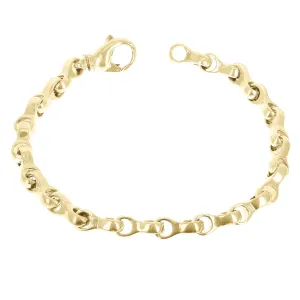 14k Yellow Gold Solid Handmade Fashion Link Bracelet 7" 6.3mm 26 grams