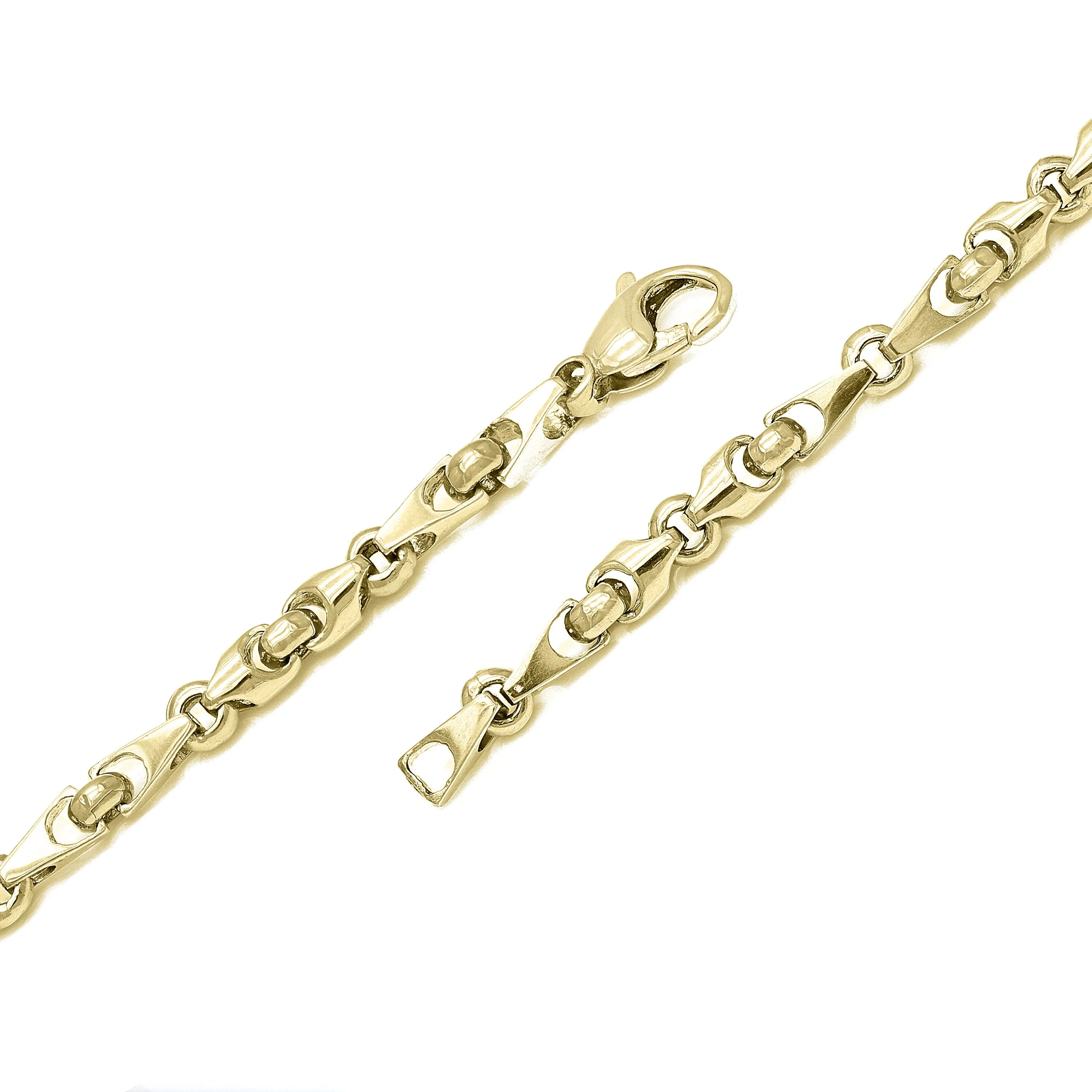 14k Yellow Gold Solid Handmade Fashion Link Bracelet 7" - 9" 5mm