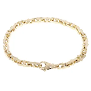 14k Yellow Gold Solid Handmade Fashion Link Bracelet