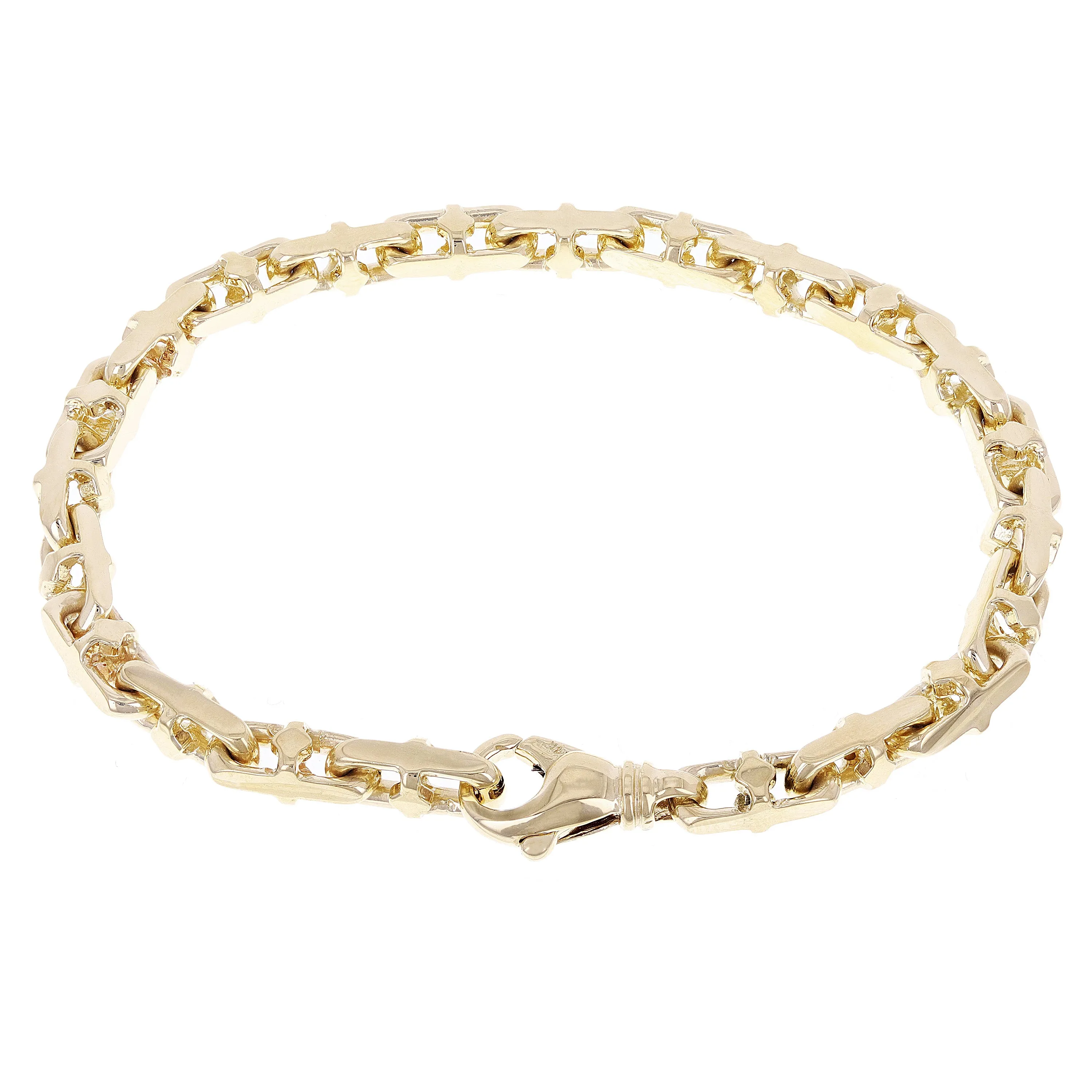 14k Yellow Gold Solid Handmade Fashion Link Bracelet