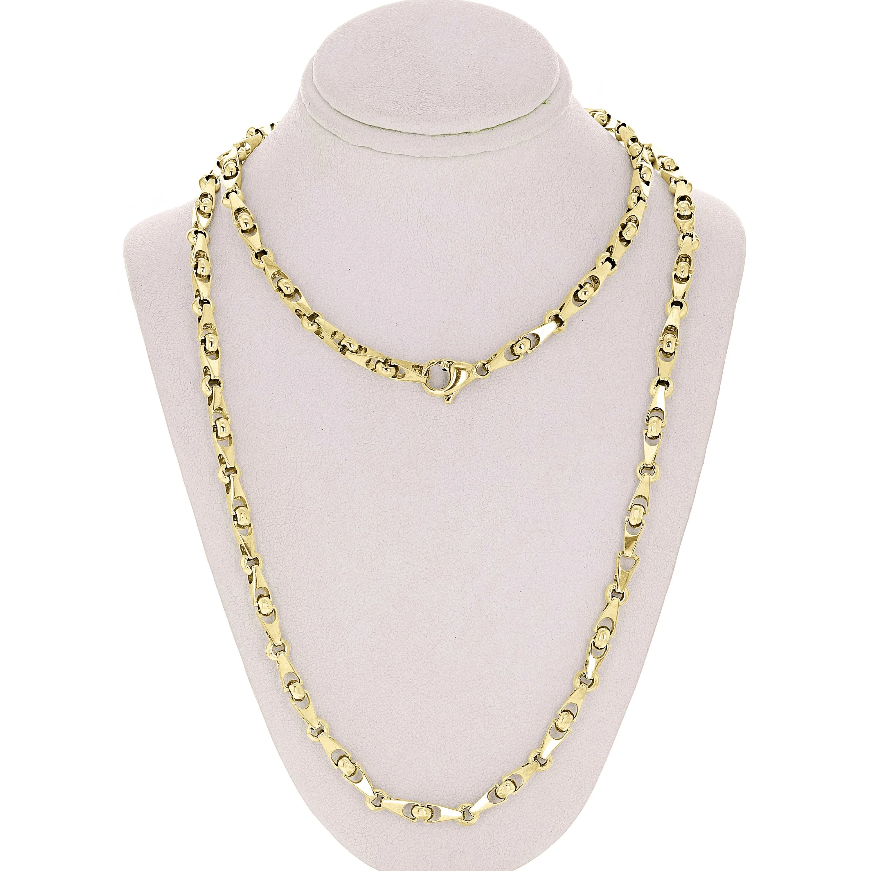 14k Yellow or White Gold Handmade Fashion Link Necklace 18" - 24" 4.5mm