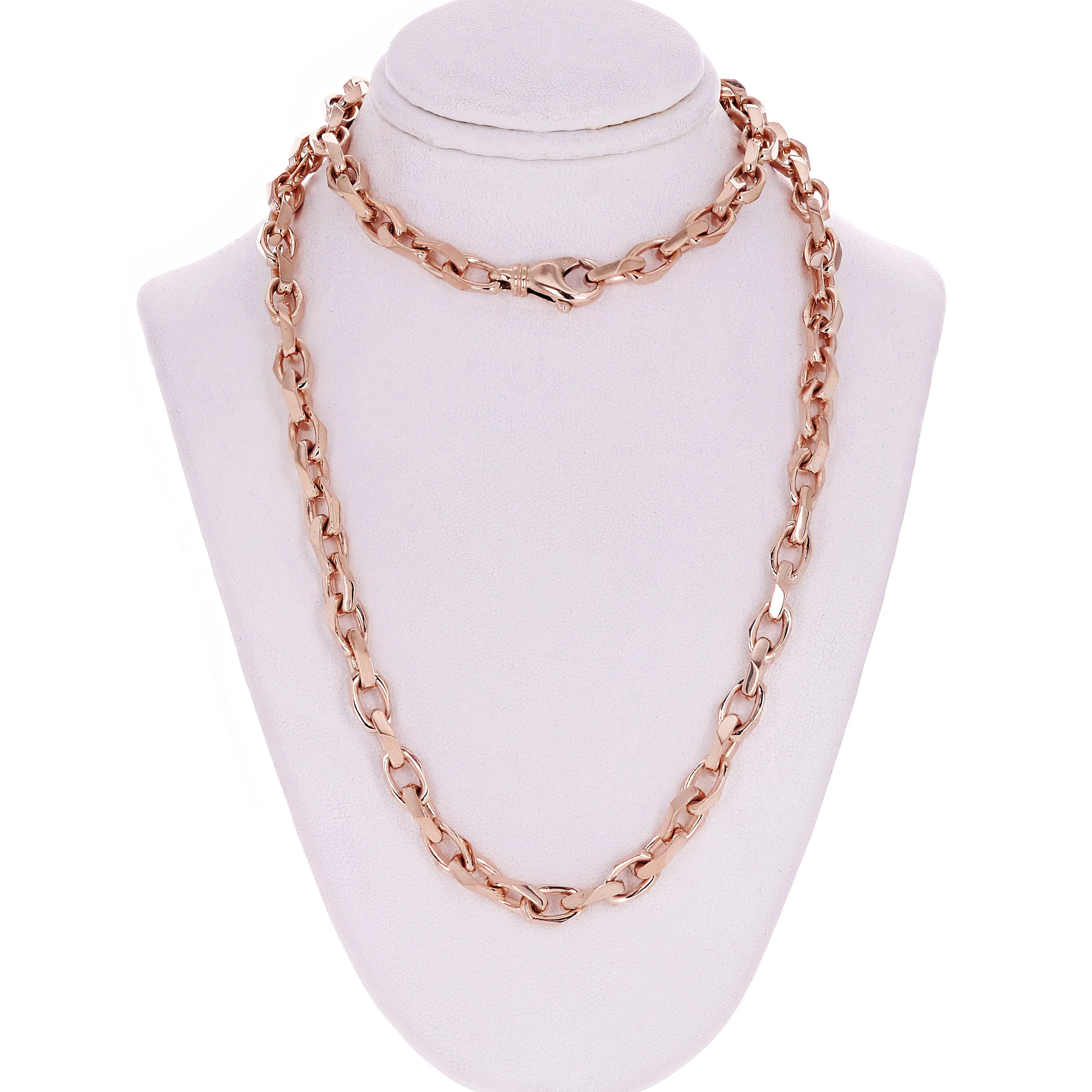 14k Yellow White or Rose Gold Handmade Fashion Link Necklace 20" - 28" 6.7mm