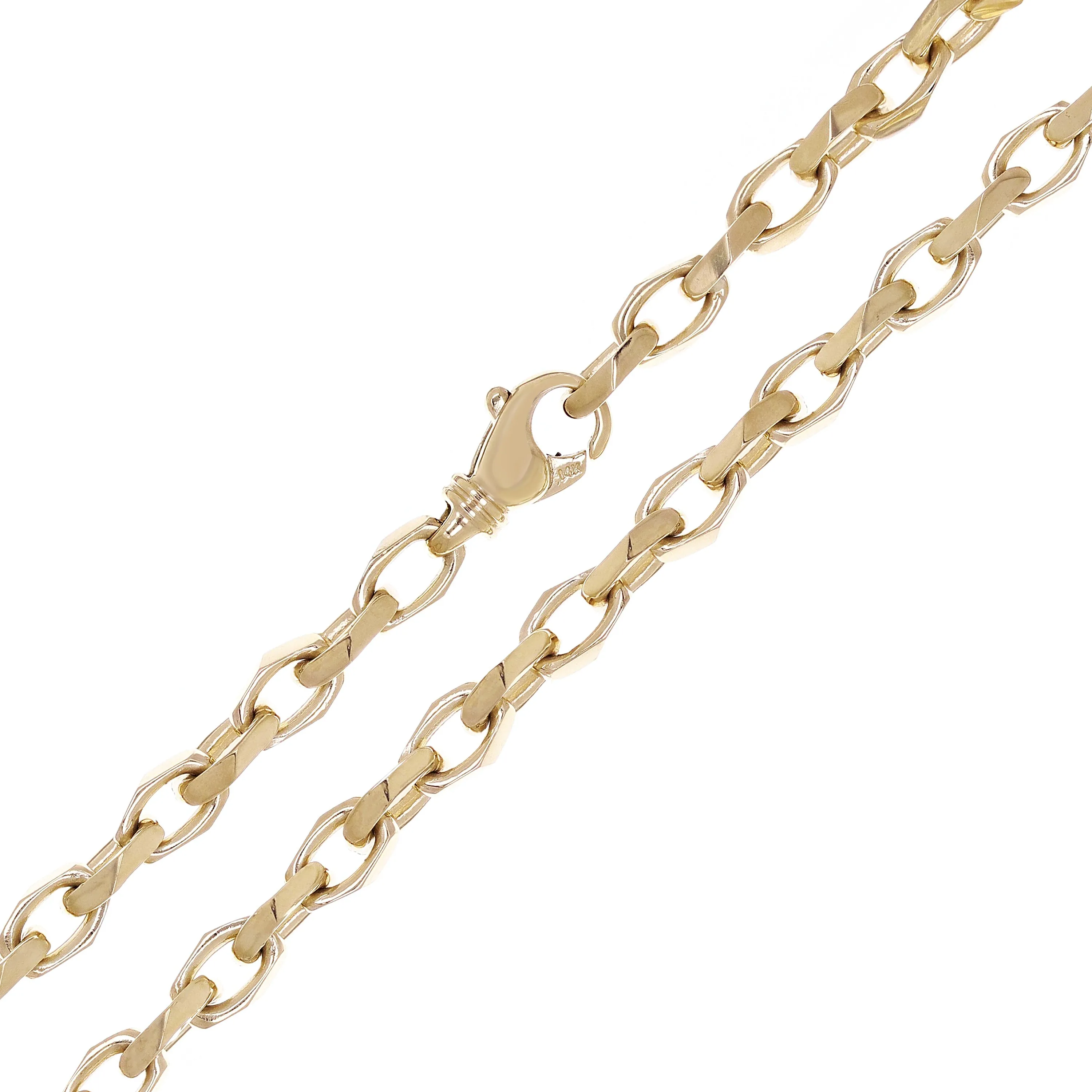 14k Yellow White or Rose Gold Handmade Fashion Link Necklace 20" - 28" 6.7mm