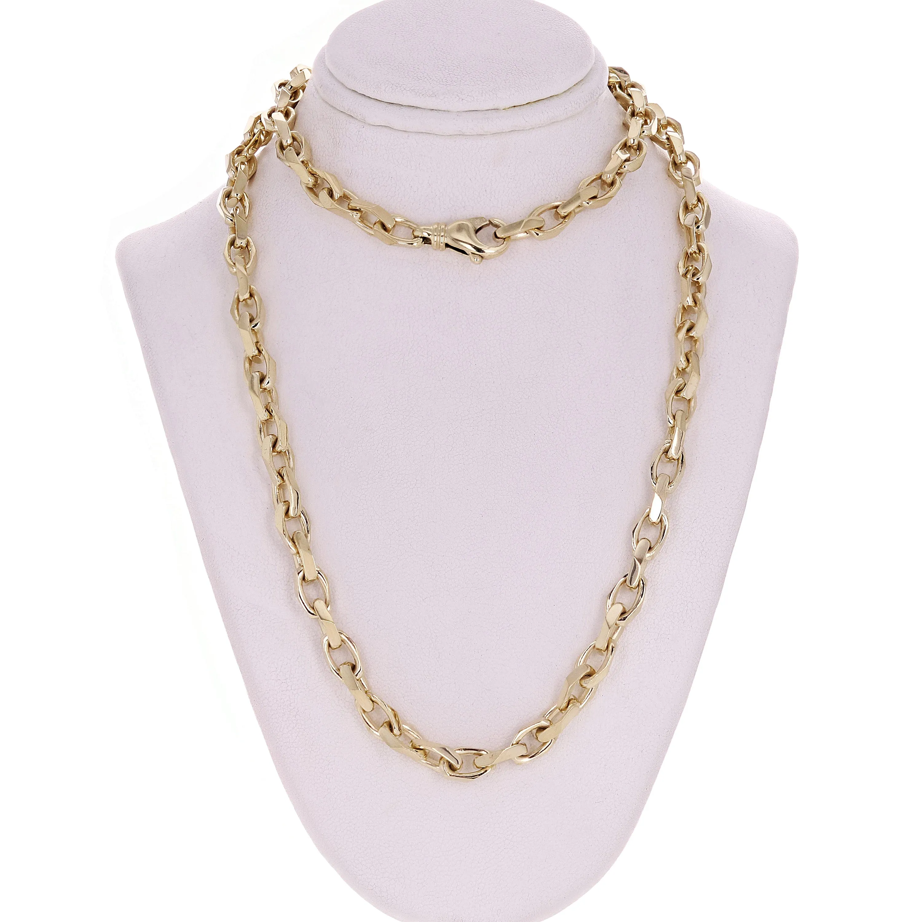 14k Yellow White or Rose Gold Handmade Fashion Link Necklace 20" - 28" 6.7mm