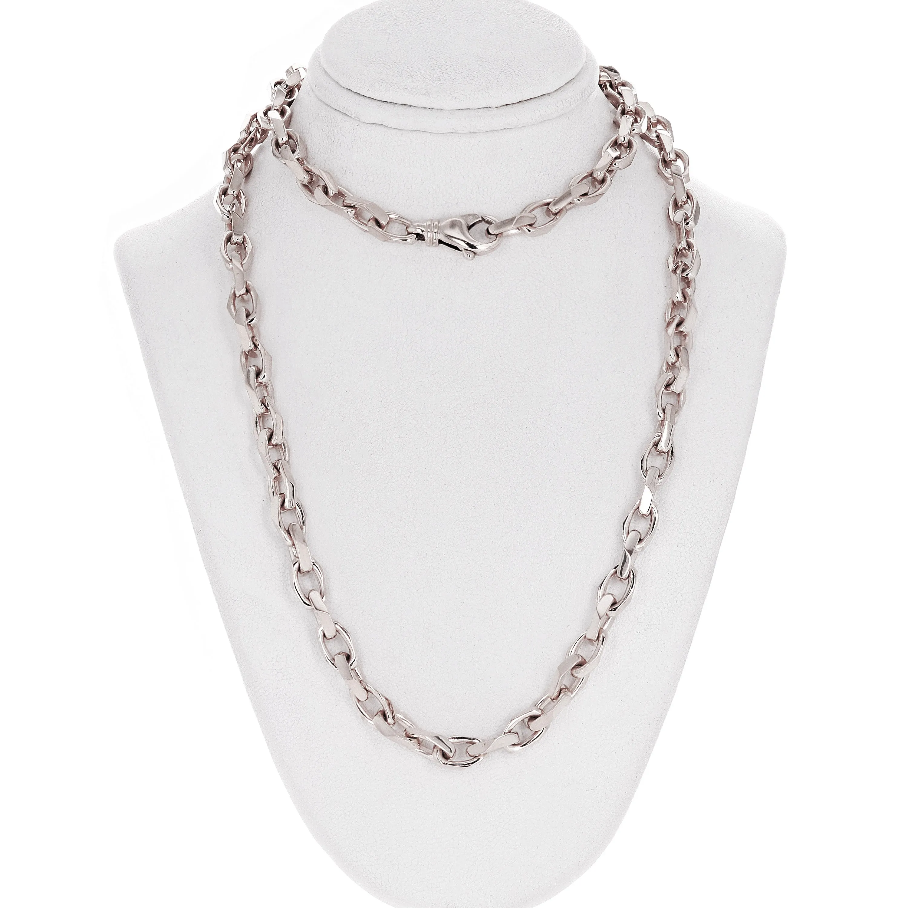 14k Yellow White or Rose Gold Handmade Fashion Link Necklace 20" - 28" 6.7mm