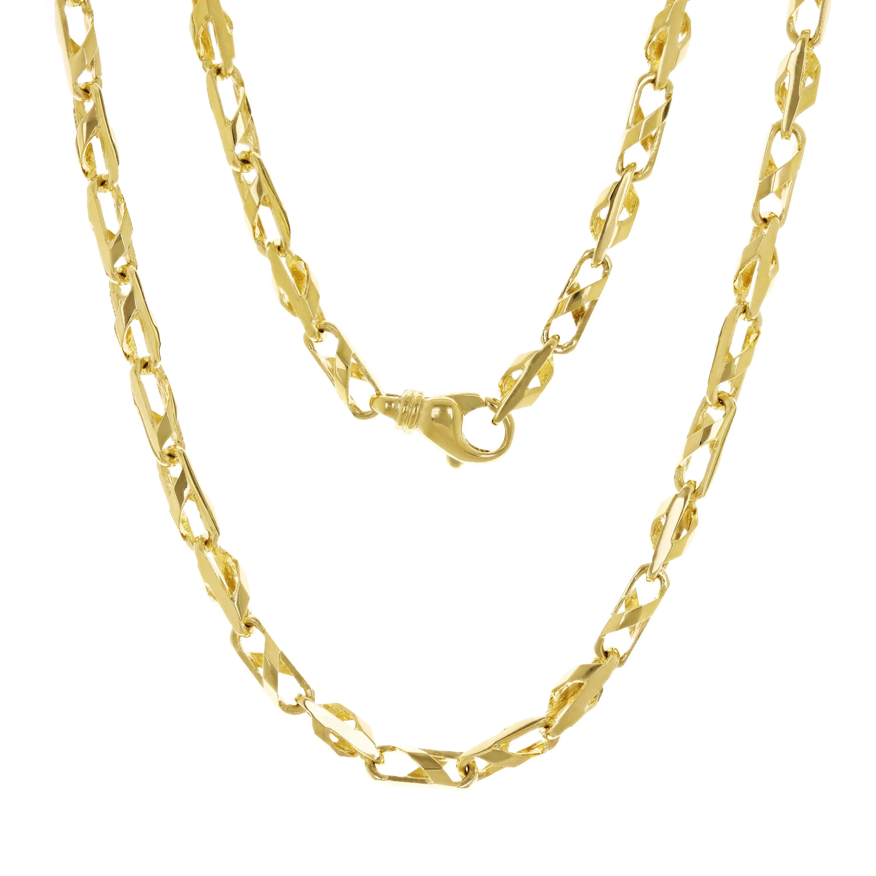 14k Yellow White or Rose Gold Handmade Fashion Link Necklace 20" - 40" 5.35mm