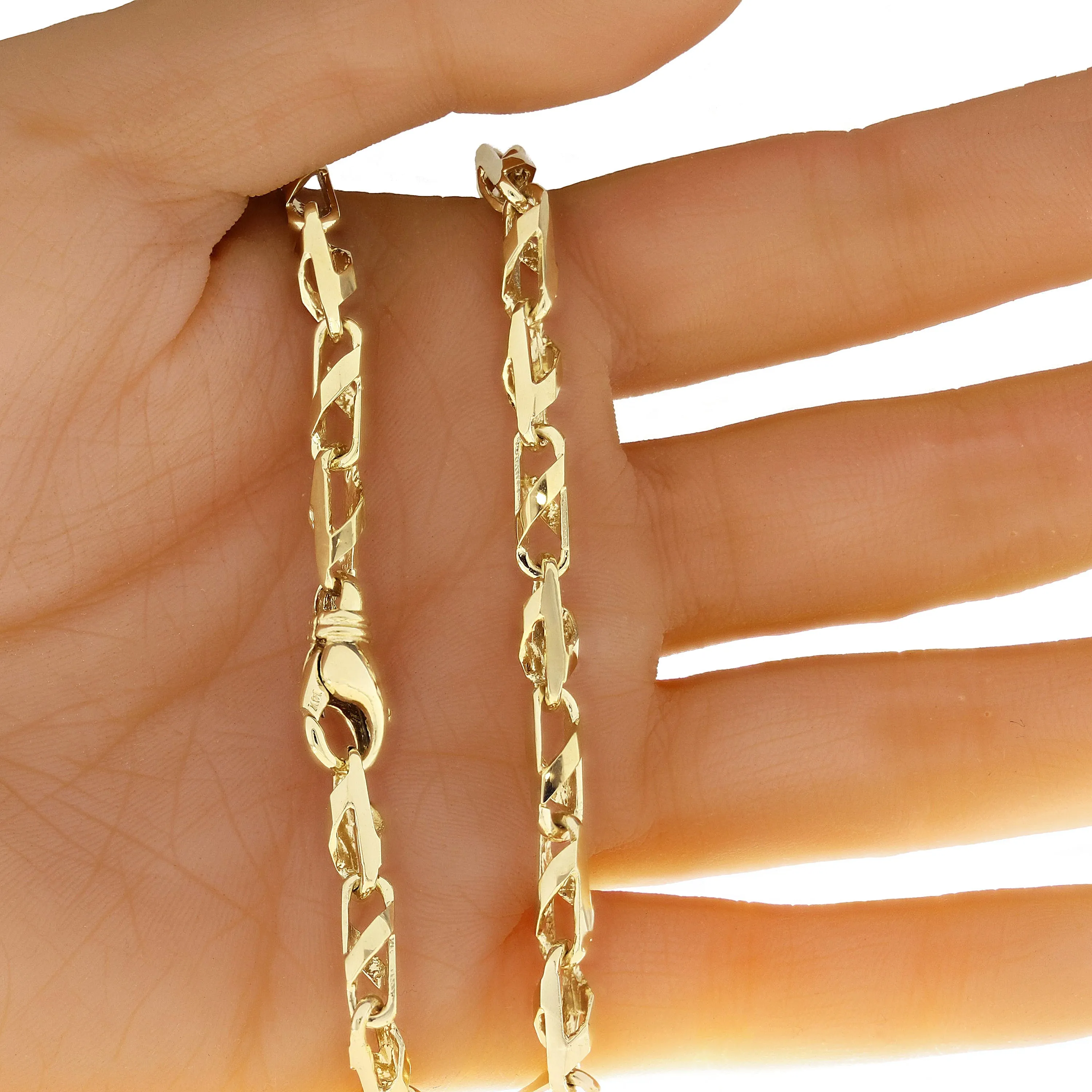 14k Yellow White or Rose Gold Handmade Fashion Link Necklace 20" - 40" 5.35mm