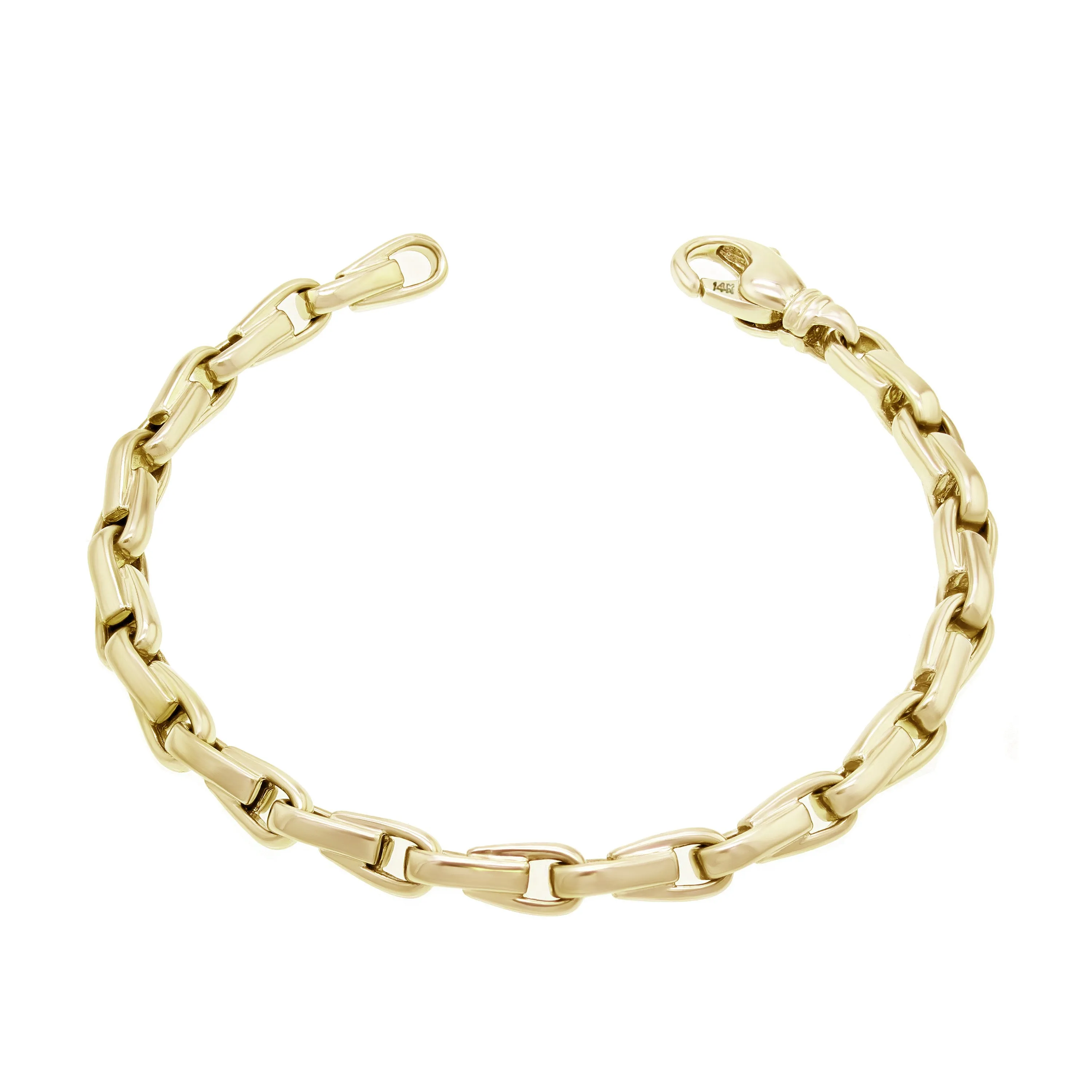 14k Yellow White or Rose Gold Solid Handmade Fashion Link Bracelet 7" - 9" 4.8mm