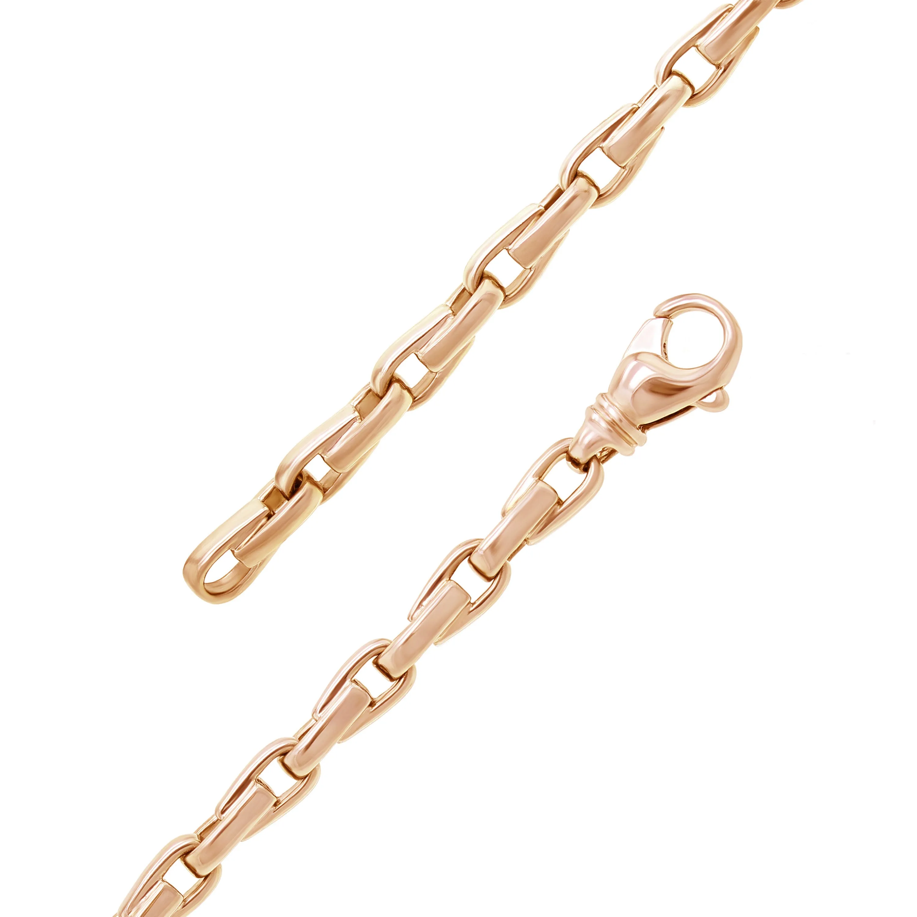 14k Yellow White or Rose Gold Solid Handmade Fashion Link Bracelet 7" - 9" 4.8mm