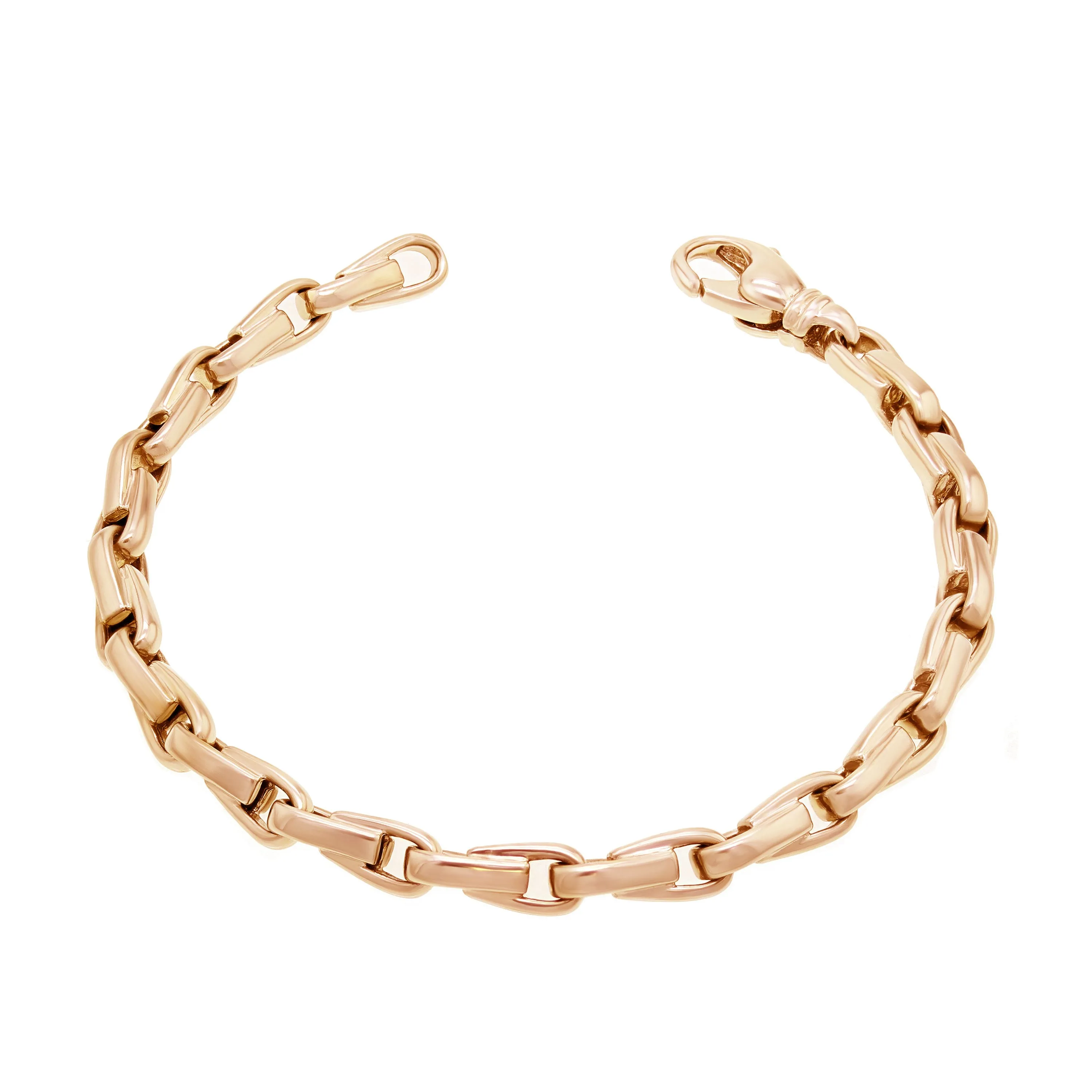 14k Yellow White or Rose Gold Solid Handmade Fashion Link Bracelet 7" - 9" 4.8mm