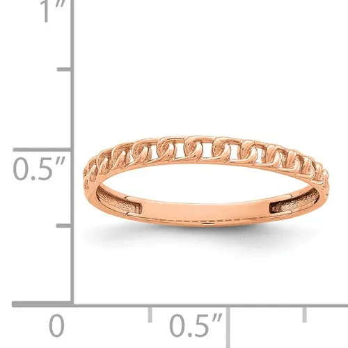 14KT Rose Gold Thin Chain Link Ring
