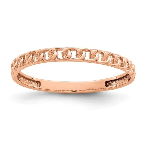 14KT Rose Gold Thin Chain Link Ring